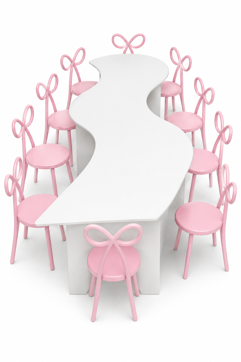 Pink Bow Chair & Wavy Kids Table Rental