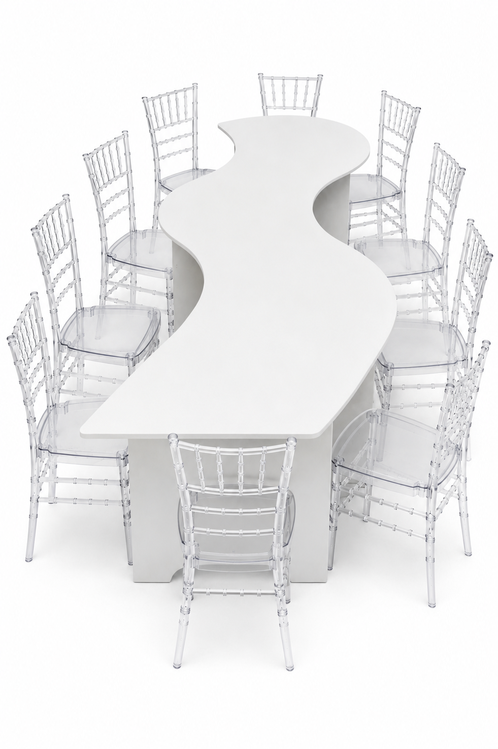 Kids Wavy Table & Clear Chiavari Chair Set Rental